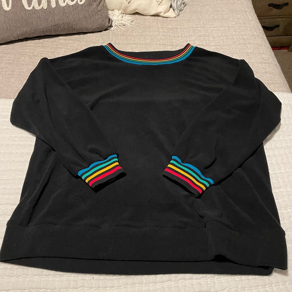 Crewneck reverse fleece color banded sweatshirt
